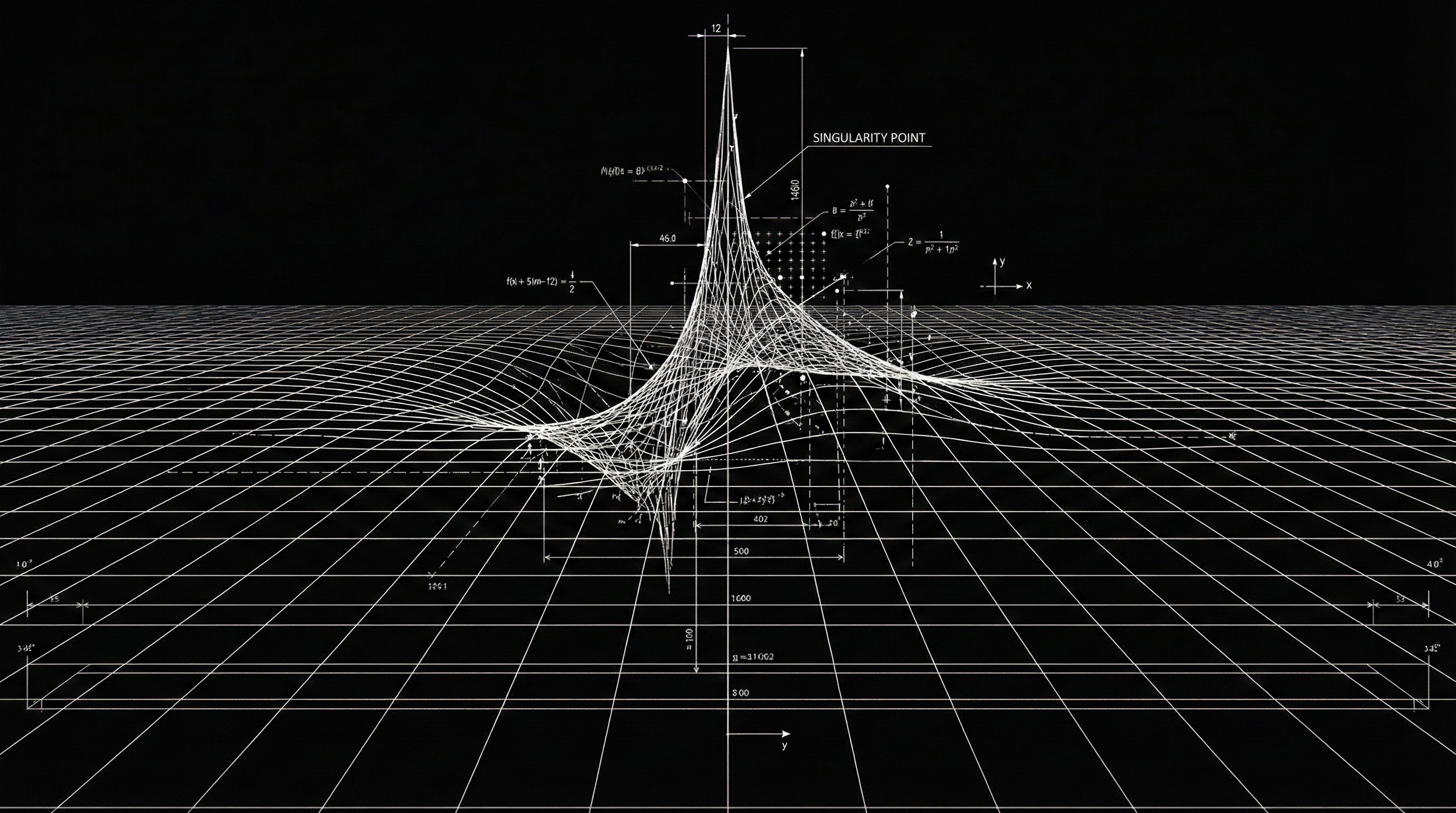 Mathematical grid warping into singularity